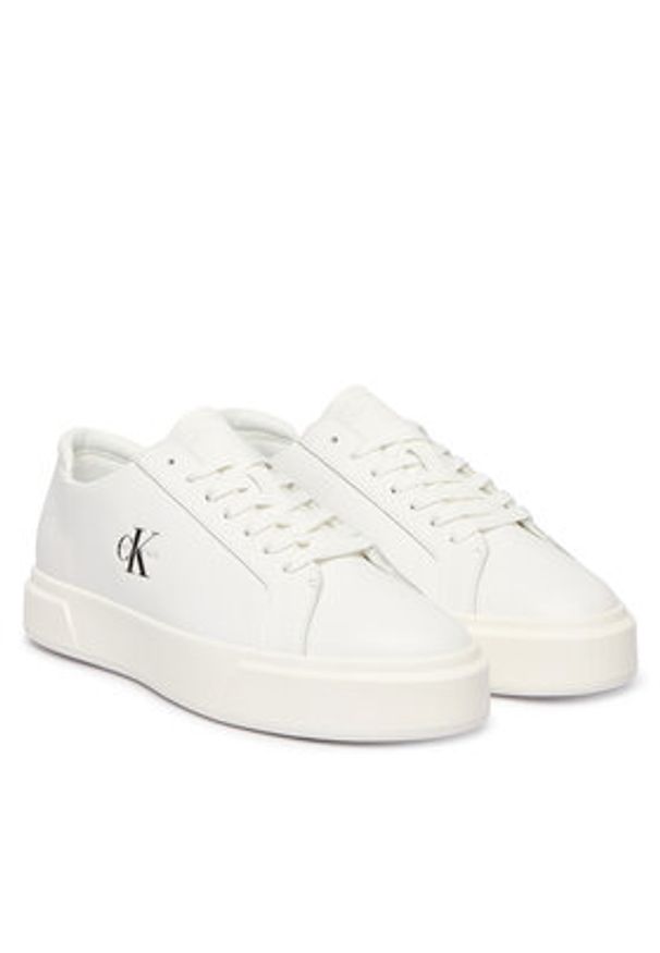 Calvin Klein Sneakersy Basket Cupsole Laceup Lth Ml YM0YM01460 Biały. Kolor: biały. Materiał: skóra