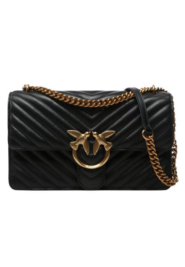 Pinko - PINKO Czarna torebka Love One Classic. Kolor: czarny. Materiał: skórzane