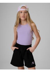 4f - 4F Crop top slim gładki dziewczęcy - fioletowy 164 (13-14 lat). Okazja: na co dzień. Kolor: fioletowy. Materiał: dzianina, skóra, materiał, bawełna. Długość: krótkie. Wzór: gładki. Sezon: lato. Styl: casual #1