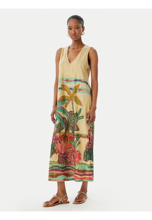 LOLA CASADEMUNT Sukienka letnia LS2616038 Beżowy jasny Regular Fit. Kolor: beżowy. Materiał: syntetyk. Sezon: lato