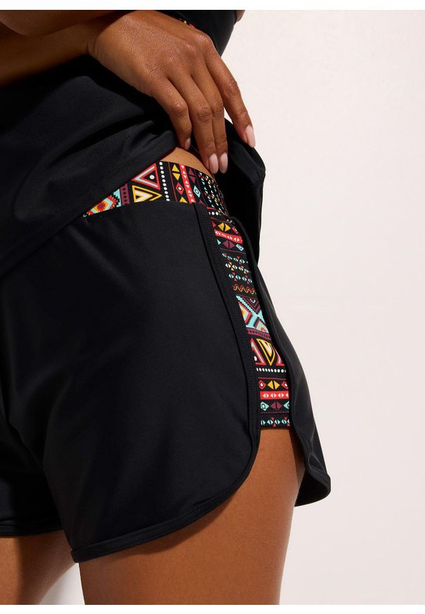 bonprix - Tankini w dłuższej długości (2 części). Kolor: czarny. Długość: długie. Wzór: nadruk
