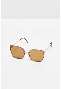 MOODO - Okulary przeciwsłoneczne z metalowymi oprawkami brązowe. Kolor: brązowy. Wzór: jednolity, gładki #1