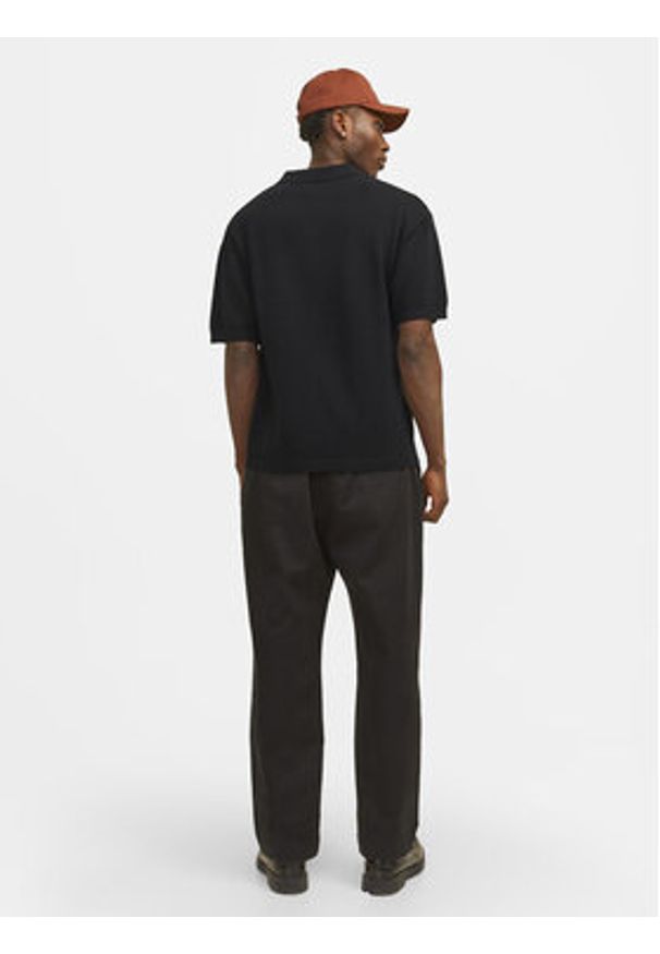 Jack & Jones - Jack&Jones Polo Linen 12252748 Czarny Regular Fit. Typ kołnierza: polo. Kolor: czarny. Materiał: bawełna