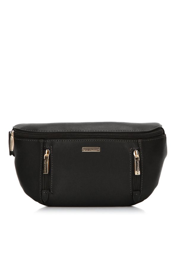 Wittchen - Damska torebka nerka z pionowymi suwakami z przodu. Kolor: czarny. Materiał: skóra ekologiczna