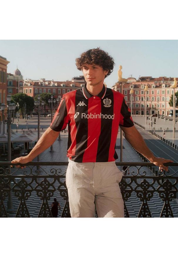 Kappa - Koszulka domowa dziecięca OGC Nice 2025/26. Kolor: czerwony. Sport: piłka nożna