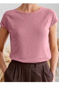 Sinsay - Koszulka z krótkim rękawem - różowy. Kolor: różowy. Długość rękawa: krótki rękaw. Długość: krótkie