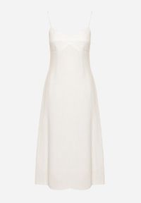 Born2be - Biała Sukienka o Rozkloszowanym Kroju na Ramiączkach Naouise. Okazja: na randkę, na ślub cywilny, na wesele. Typ kołnierza: dekolt w kształcie V. Kolor: biały. Materiał: tkanina, lakier. Długość rękawa: na ramiączkach. Sezon: lato. Typ sukienki: rozkloszowane, oversize #4