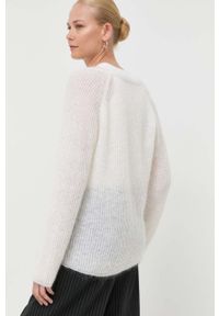 Max Mara Leisure sweter wełniany damski kolor beżowy lekki. Kolor: beżowy. Materiał: wełna. Długość rękawa: raglanowy rękaw. Wzór: ze splotem #2