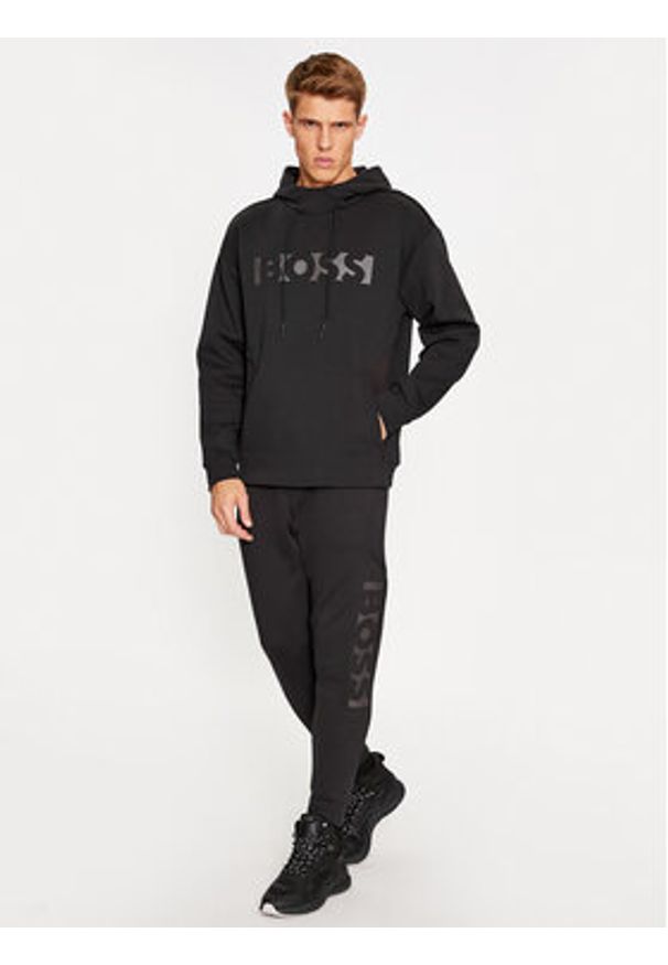 BOSS - Boss Spodnie dresowe Helwyn 50499039 Czarny Relaxed Fit. Kolor: czarny. Materiał: dresówka, bawełna