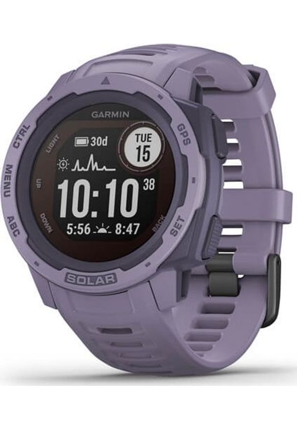 GARMIN - Zegarek sportowy Garmin Instinct Solar Fioletowy (010-02293-02). Kolor: fioletowy. Styl: sportowy