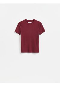 Reserved - T-shirt z wiskozą - bordowy. Kolor: czerwony. Materiał: wiskoza #1