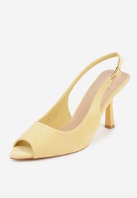 Renee - Żółte Sandały na Szpilce z Wycięciem na Palce i Odkrytą Piętą Zitissa. Zapięcie: sprzączka. Kolor: żółty. Sezon: wiosna. Obcas: na szpilce. Styl: elegancki. Wysokość obcasa: średni #4