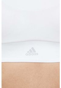 adidas Performance biustonosz sportowy FastImpact Luxe kolor biały gładki. Kolor: biały. Materiał: skóra, materiał. Rodzaj stanika: wyciągane miseczki. Wzór: gładki. Sport: fitness, bieganie #3