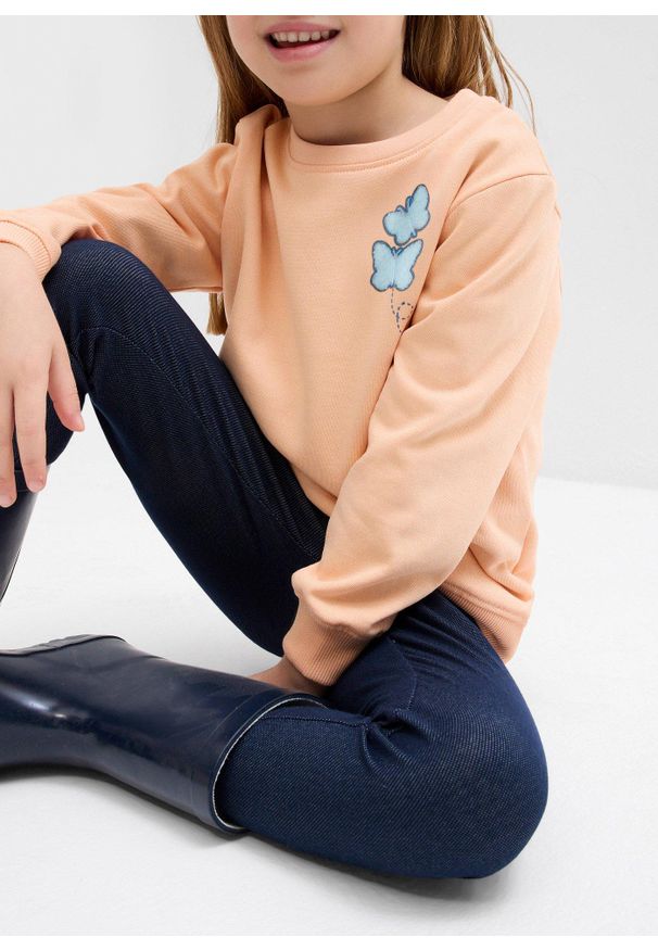 bonprix - Bluza z czystej bawełny organicznej. Kolor: pomarańczowy. Materiał: bawełna. Wzór: aplikacja