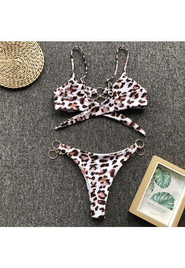 Intica - Bikini plażowe z ozdobnymi kółkami SueElle. Kolor: czarny. Materiał: skóra, materiał