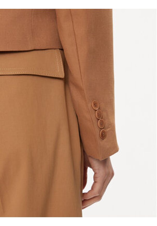 Weekend Max Mara Marynarka Cantico 2415041062 Brązowy Regular Fit. Kolor: brązowy. Materiał: len, wiskoza