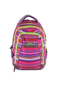 Target Plecak szkolny 2w1 , Kolorowe paski, różowo - zielony. Kolor: wielokolorowy, zielony, różowy. Wzór: paski, kolorowy