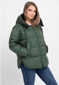 Volcano - Pikowana kurtka oversize J-LAVEO. Kolor: zielony. Materiał: poliester, włókno, materiał. Wzór: napisy. Sezon: zima, jesień. Styl: elegancki #1