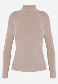 Born2be - Beżowa Bluzka z Golfem Typu Longsleeve z Wiskozy z Kaszmirem Fedine. Okazja: na co dzień. Typ kołnierza: golf. Kolor: beżowy. Materiał: wiskoza, kaszmir. Długość rękawa: długi rękaw. Styl: klasyczny, casual, elegancki #4