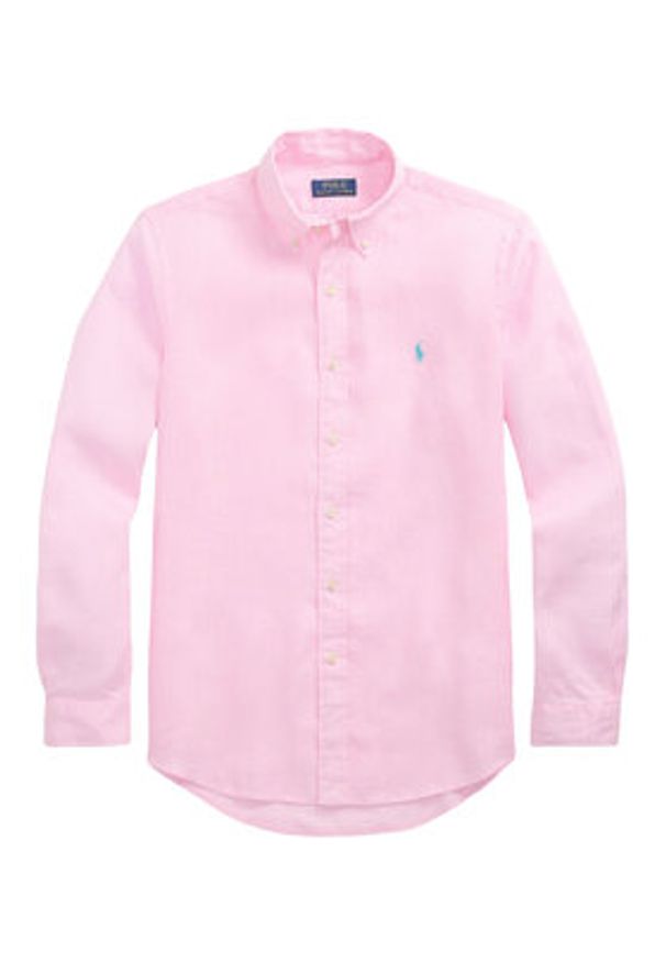 Polo Ralph Lauren Koszula 710968915002 Różowy Slim Fit. Typ kołnierza: polo. Kolor: różowy. Materiał: len