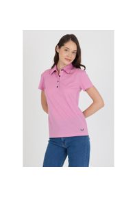WOOLONA - Koszulka Polo Damska 100% Merino Woolona. Typ kołnierza: polo. Kolor: różowy