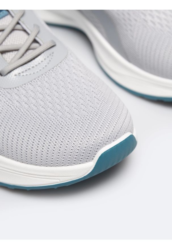Big-Star - Sneakersy damskie z turkusowymi wstawkami szare RR174271 902. Okazja: na co dzień. Zapięcie: sznurówki. Kolor: szary. Materiał: tkanina