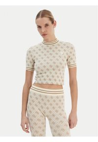 Guess T-Shirt V5BP07 K2000 Beżowy Slim Fit. Kolor: beżowy. Materiał: syntetyk #1