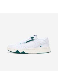Decathlon - Buty sportowe damskie CJ80. Kolor: zielony, biały, wielokolorowy. Materiał: guma, skóra, kauczuk. Szerokość cholewki: normalna. Sport: turystyka piesza