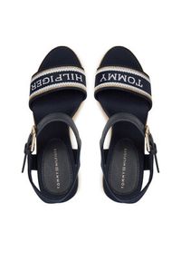 TOMMY HILFIGER - Tommy Hilfiger Espadryle Mono Webbing High Wedge Sandal FW0FW08046 Granatowy. Kolor: niebieski. Materiał: materiał