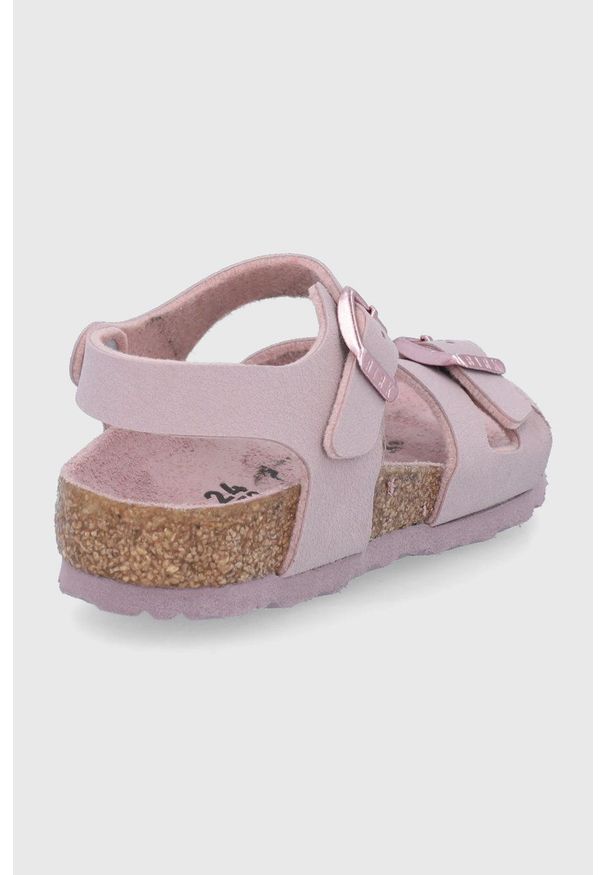 Birkenstock sandały dziecięce Rio kolor fioletowy. Zapięcie: klamry. Kolor: fioletowy. Materiał: skóra, guma, materiał. Wzór: gładki