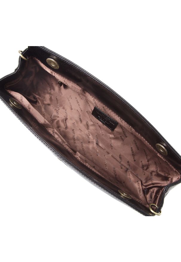 Wittchen - Kopertówka skórzana na podwójne magnetyczne zapięcie. Kolor: czarny. Wzór: paski. Materiał: skórzane. Rozmiar: małe. Styl: wizytowy, klasyczny, elegancki. Rodzaj torebki: do ręki