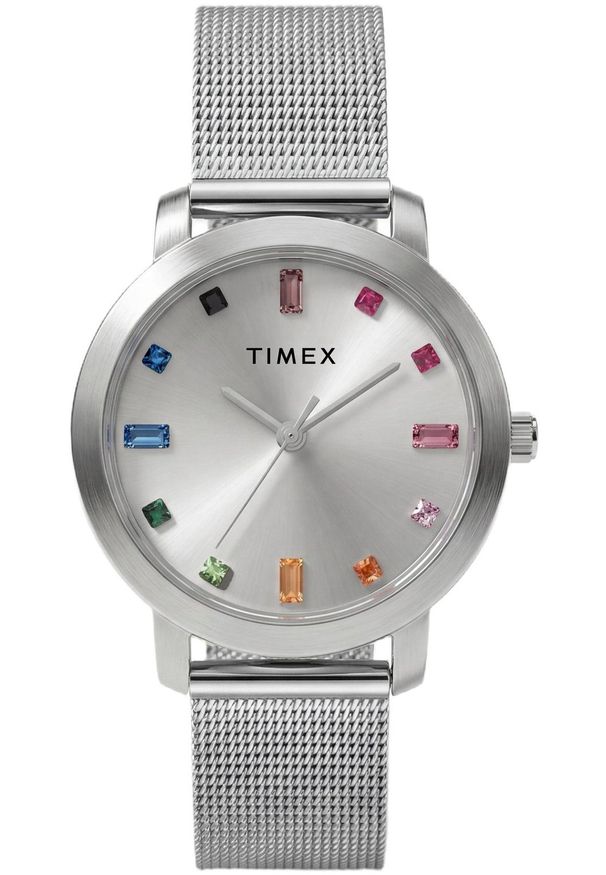 Zegarek Timex Zegarek damski Timex TW2Y48600 CYRKONIE srebrny. Kolor: srebrny