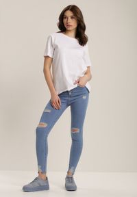 Renee - Biały T-shirt Errona. Kolor: biały. Materiał: dzianina, jeans. Długość rękawa: krótki rękaw. Długość: krótkie