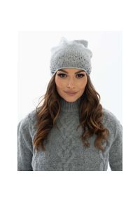 Czapka z kryształkami szara Peterson PTN HAT-01. Kolor: szary. Materiał: materiał. Wzór: aplikacja. Sezon: zima. Styl: elegancki