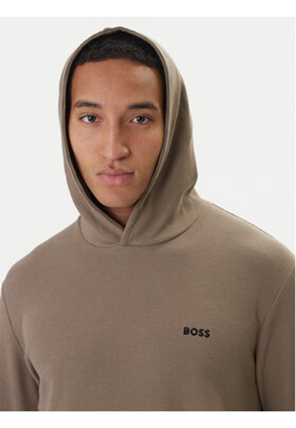 BOSS Bluza Waffle 50535885 Brązowy Regular Fit. Kolor: brązowy. Materiał: bawełna
