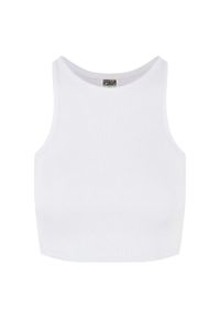 Urban Classics - Top Damski / Damski Z Prążkowanej Bawełny Organicznej. Kolor: biały. Materiał: prążkowany, bawełna. Sport: turystyka piesza