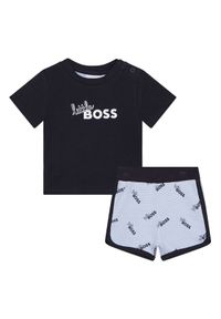 BOSS - Boss Komplet t-shirt i szorty sportowe J98415 Granatowy Regular Fit. Kolor: niebieski. Materiał: bawełna #1