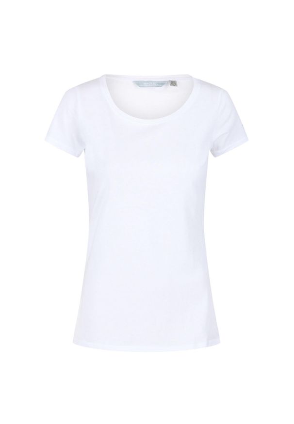 Regatta - Koszulka damska Carlie. Kolor: biały. Długość rękawa: krótki rękaw. Długość: krótkie. Sport: turystyka piesza