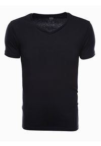 Ombre Clothing - Zestaw koszulek bawełnianych V-NECK 3-pak - czarny V9 Z29 - XXL. Typ kołnierza: dekolt w serek. Kolor: czarny. Materiał: bawełna. Wzór: aplikacja, jednolity, ze splotem. Styl: klasyczny