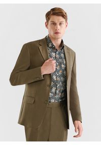 Pako Lorente - PAKO LORENTE – Zielona marynarka garniturowa z wełną. Okazja: na co dzień. Kolor: zielony. Materiał: wełna. Styl: casual