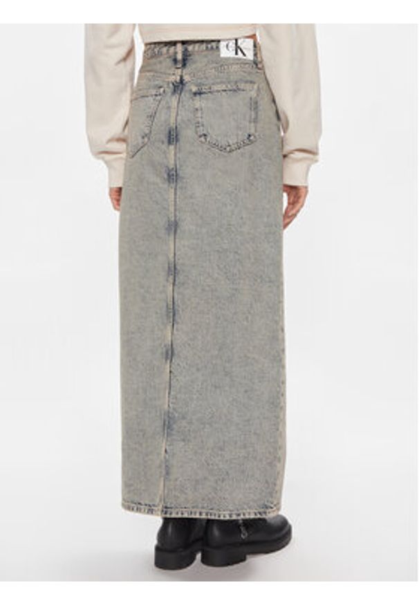 Calvin Klein Jeans Spódnica jeansowa Front Split Maxi Denim Skirt J20J222869 Niebieski Slim Fit. Kolor: niebieski. Materiał: bawełna