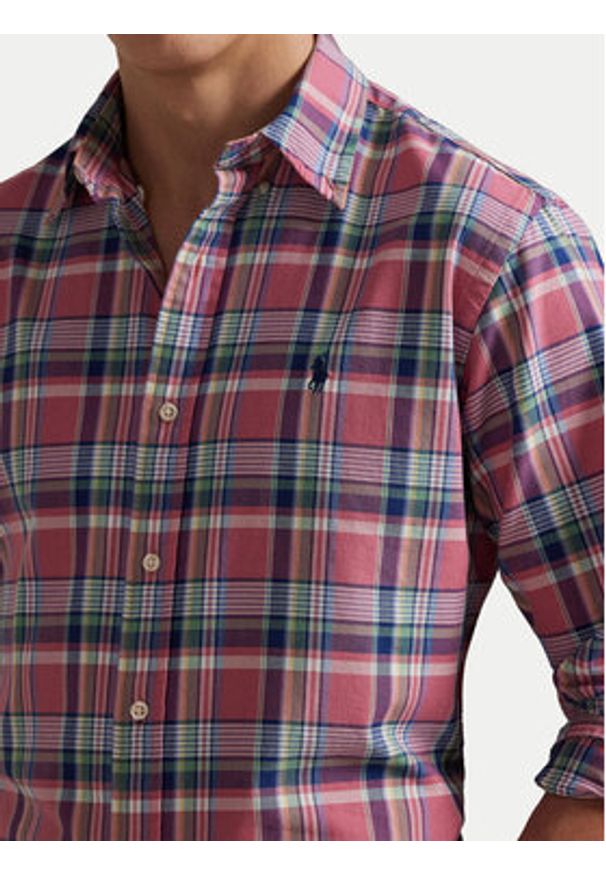 Polo Ralph Lauren Koszula 710922273006 Różowy Custom Fit. Typ kołnierza: polo. Kolor: różowy. Materiał: bawełna