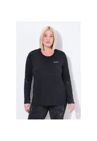 ULLA POPKEN - Damskie Bluzka funkcyjna klasyczny krój okrągły dekolt długi rękaw. Kolekcja: plus size. Kolor: czarny. Materiał: poliester, materiał, elastan. Długość rękawa: długi rękaw. Długość: długie. Styl: klasyczny #1