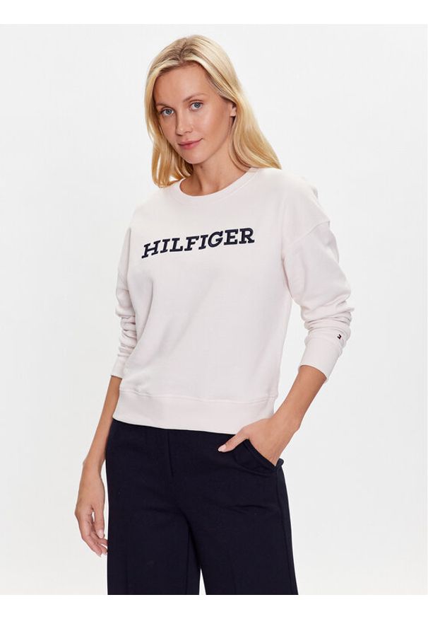 TOMMY HILFIGER - Tommy Hilfiger Bluza WW0WW38860 Écru Regular Fit. Materiał: bawełna