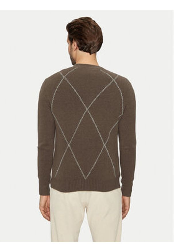 Sisley Sweter 1QPST103W Brązowy Regular Fit. Kolor: brązowy. Materiał: bawełna, syntetyk