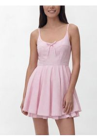 Reserved - Sukienka mini - różowy. Kolor: różowy. Materiał: bawełna. Długość: mini #1