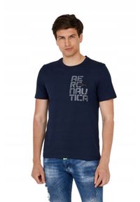 Aeronautica Militare - AERONAUTICA MILITARE Granatowy t-shirt męski. Kolor: niebieski. Długość rękawa: krótki rękaw. Długość: krótkie. Wzór: haft #5