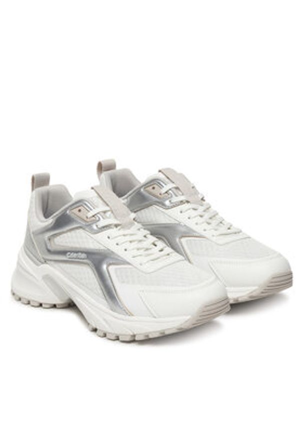 Calvin Klein Sneakersy Hike Run Ckstripe Mesh Met HW0HW03140 Biały. Kolor: biały. Materiał: skóra. Sport: bieganie