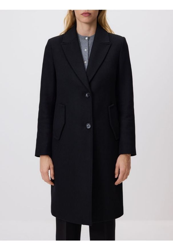 Reserved - Płaszcz z dodatkiem wełny - czarny. Kolor: czarny. Materiał: wełna
