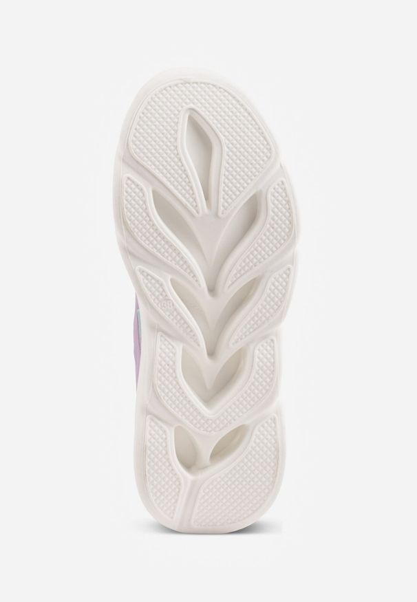 Born2be - Biało-Fioletowe Siateczkowe Buty Sportowe Sneakersy na Grubej Tłoczonej Podeszwie Telarienna. Okazja: na co dzień. Zapięcie: sznurówki. Kolor: biały. Materiał: jeans. Obcas: na platformie